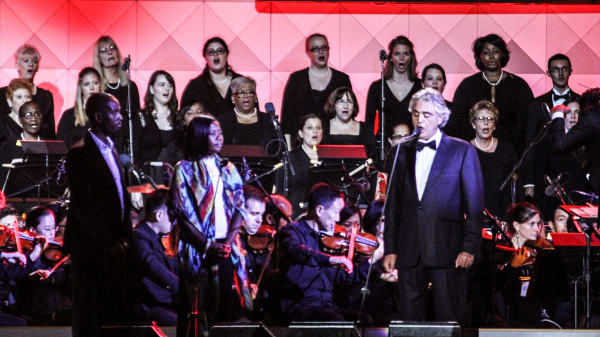 Festival of Families: Andrea Bocelli sings during the Festival of Families in Philadelphia (Kimberly Paynter/WHYY)