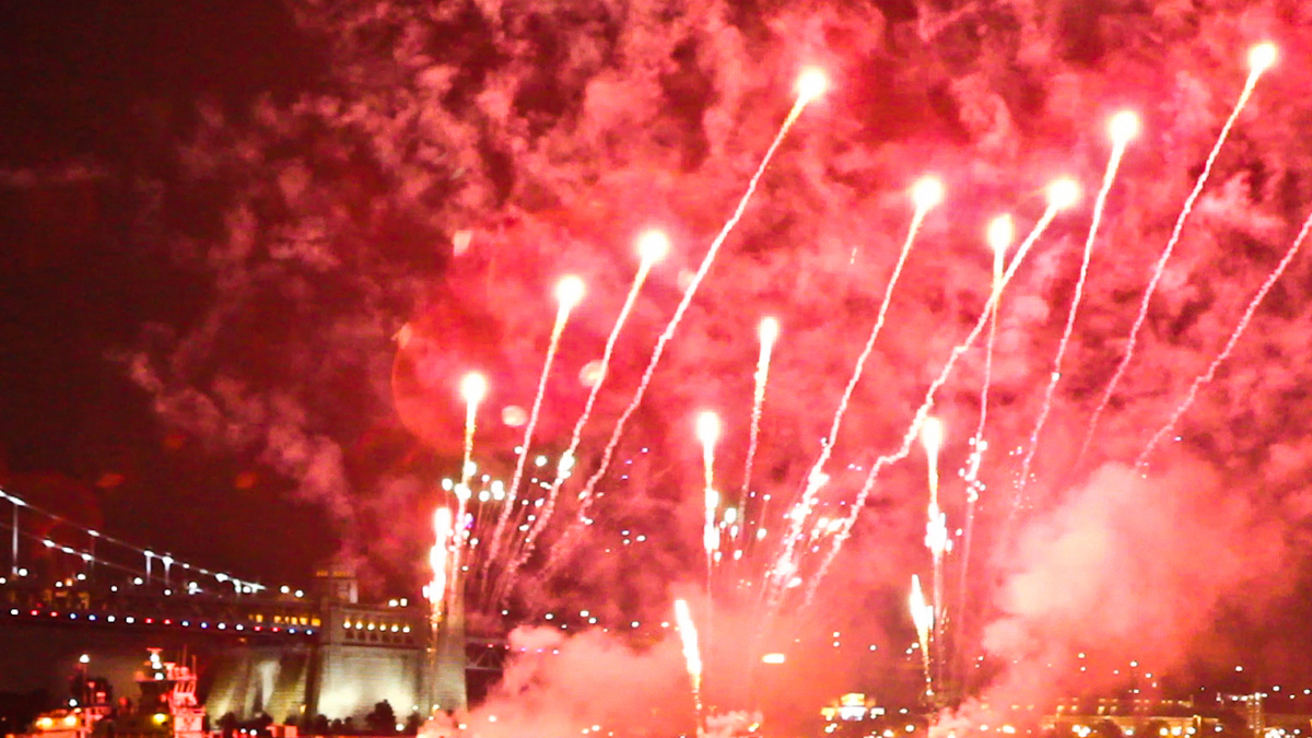  Pyrotechnics, like these from last year's Philadelphia display, can trigger strong reactions in people who have been in combat. (Kim Paynter/WHYY) 