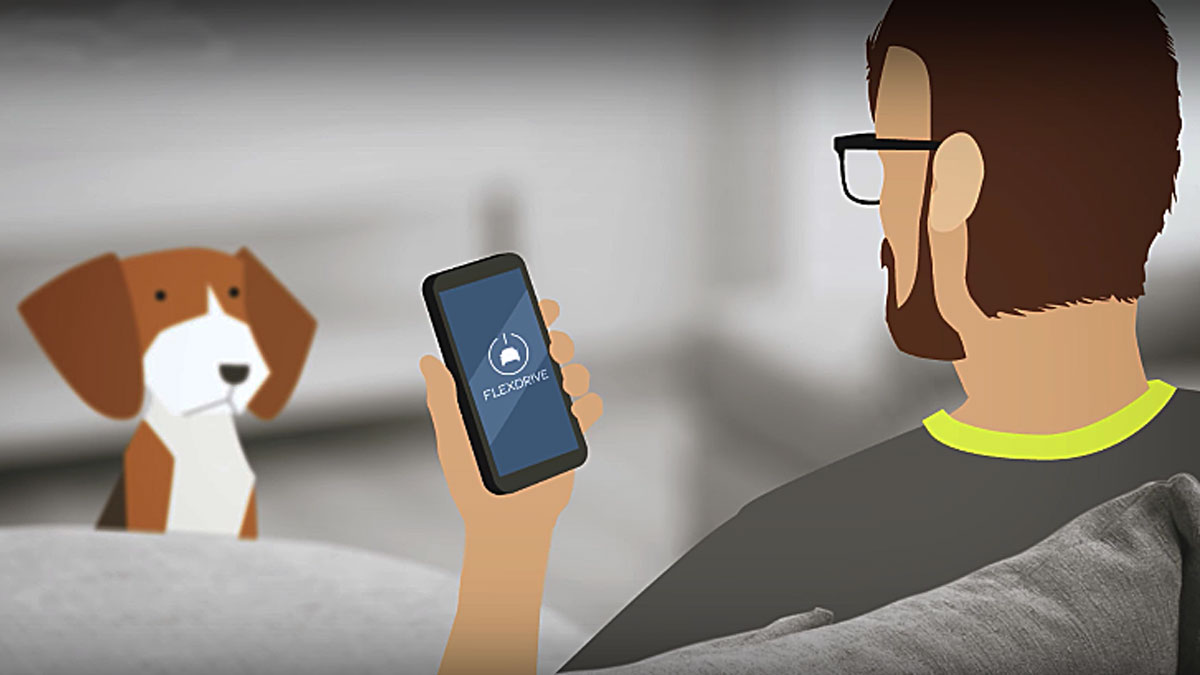  The new Flexdrive app allows people to rent cars on a weekly or monthly basis. (Image from Flexdrive promotional video) 