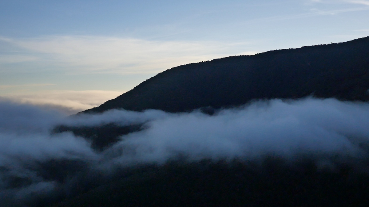 Sunset at Wayqecha Biological Station at 10,000 above sea level. Below, the Amazon Basin stretches out for thousands of miles toward the Atlantic Ocean. (Dan Grossman/for WHYY)