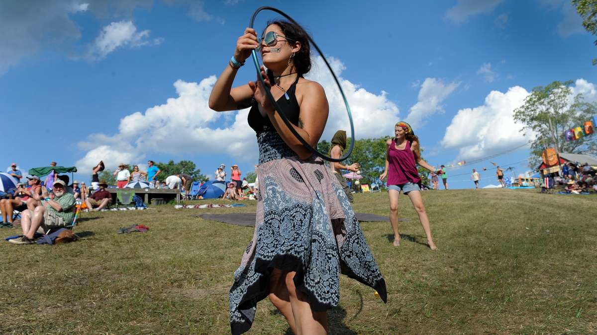 Megan Ellis of Cheltenham performs moves with a hula hoop she learned on YouTube.