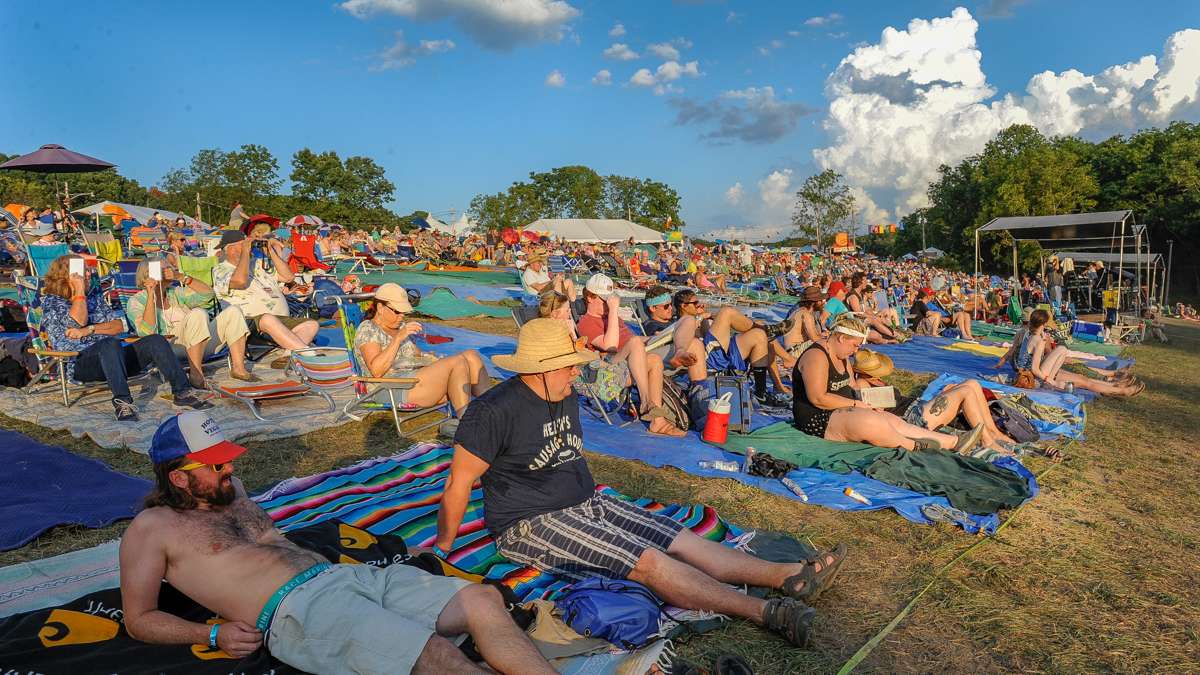Concert goers listen to performance by Buffy Sainte-Marie Saturday evening.