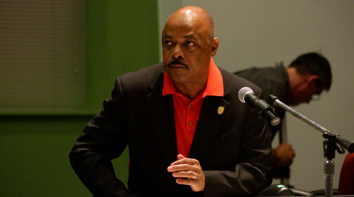 PFT President Jerry Jordan is one of the 40 speakers from the public at the SRC meeting on Thursday.