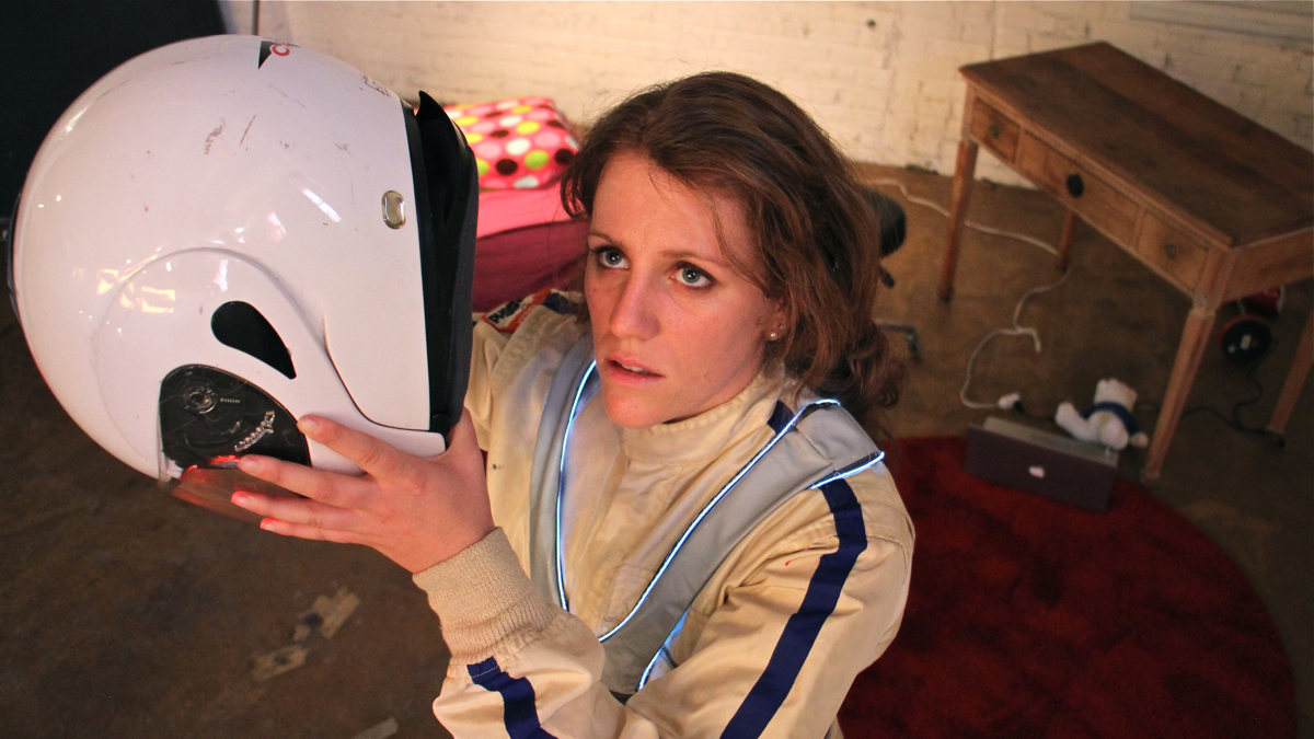  Dani Solomon rehearses for her 2016 Fringe Arts production in a warehouse converted to artists studios and performance spaces. (Emma Lee/WHYY) 
