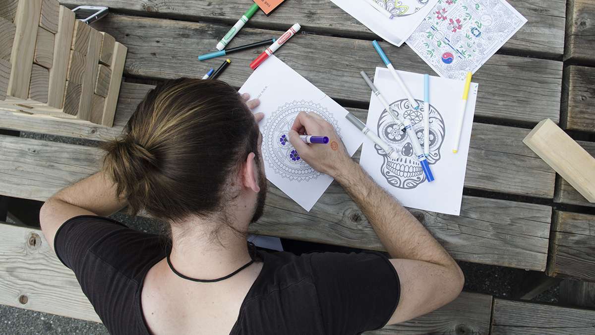 Anthony Crosby from Cherry Hill, New Jersey, finds an outlet for creative expression at the first Jersey Fringe Festival in Hammonton, New Jersey.