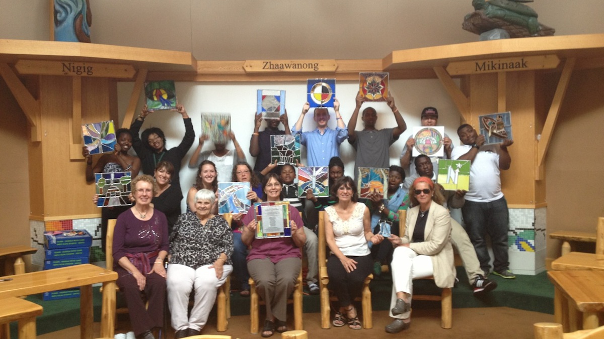  The Stained Glass Project at the Ojibwe People's School in Red Lake, Minnesota this past June. (Courtesy of the Stained Glass Project) 
