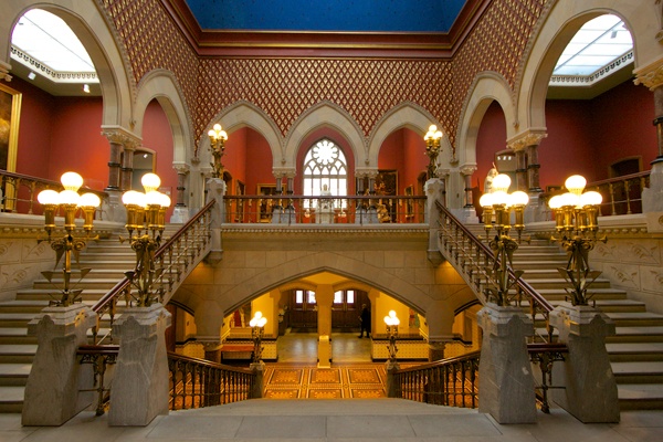 <p><p>The main staircase in The Furness-Hewitt building at the Pennsylvania Academy of Fine Arts. (Nathaniel Hamilton/for NewsWorks)</p></p>
