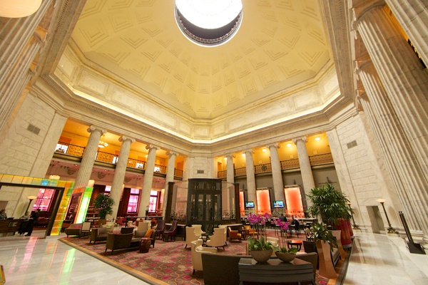 <p><p>For the Girard Trust Co. Building in Philadelphia, Furness adhered to his typical bank design with a tightly framed entrance opening into a vast hall lighted from above. (Nathaniel Hamilton/for NewsWorks)</p></p>
