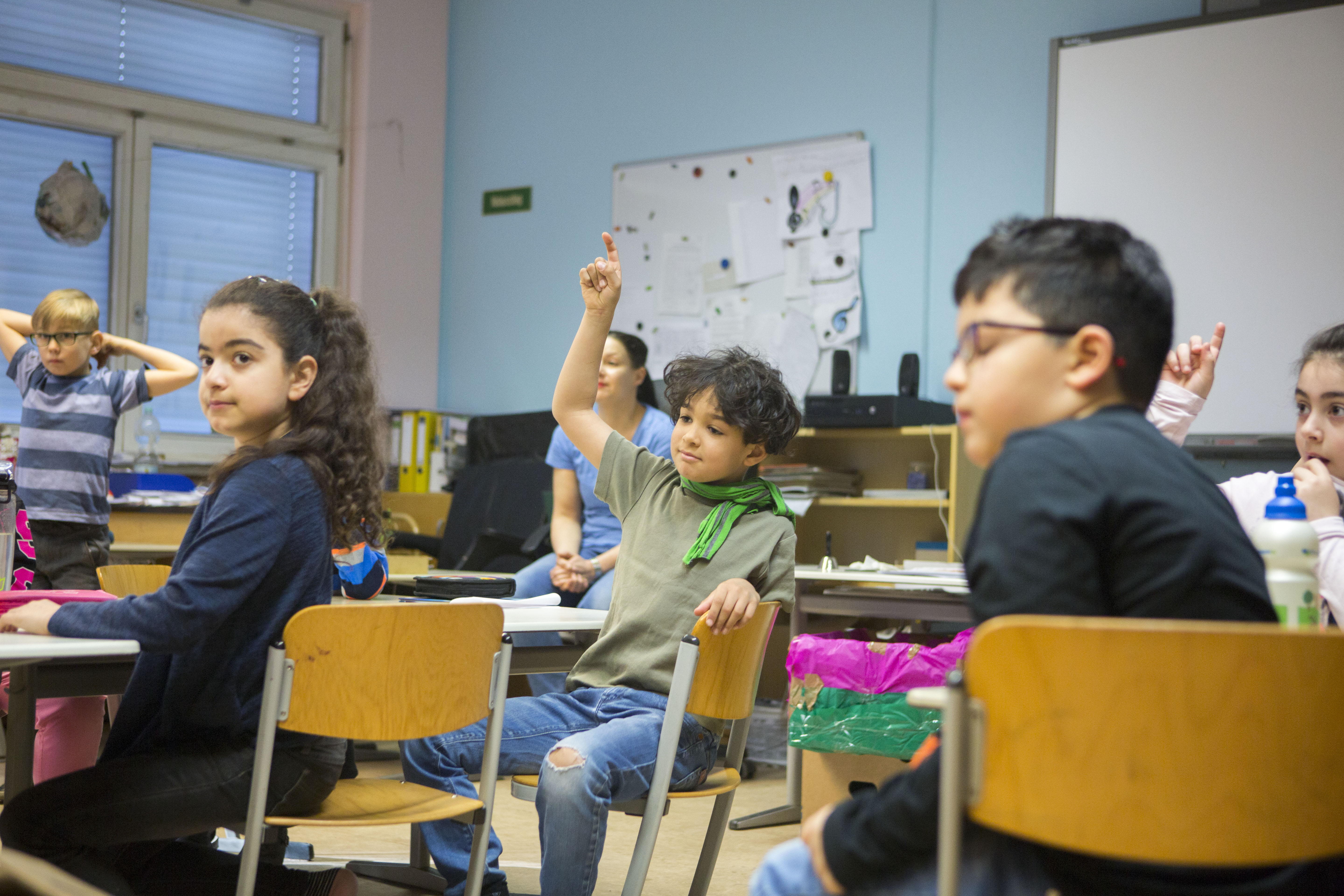 </b> Students attend class at Gustav-Falke elementary in the Wedding section of Berlin, Germany. (Jessica Kourkounis/For Keystone Crossroads)