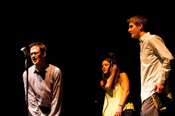 <p><p>Master of Ceremonies Allen Drew begins the Germantown Friends A Cappella Fest night with a hip-hop themed choice. (Brad Larrison/for NewsWorks)</p></p>
