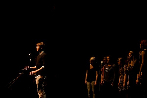 <p><p>Nic Hanson and students from Penn Charter Quaker's Dozen perform "Thinkin' Bout You" by Frank Ocean. (Brad Larrison/for NewsWorks)</p></p>
