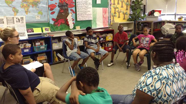  Students are sweltering  at the un-air-conditioned Freedom School program at Huey Elementary in the Cobbs Creek neighborhood. (Photo courtesy of Huey Elementary) 