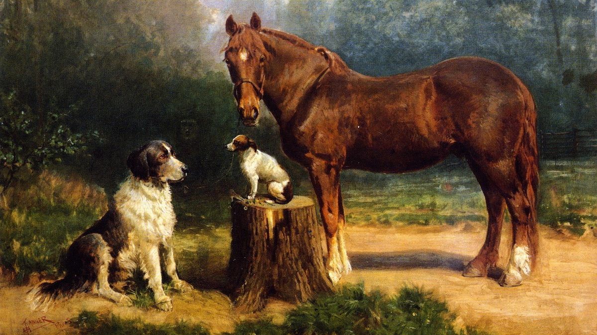  Henry Ossawa Tanner's ''A Horse and Two Dogs in a Landscape'' (1891), owned by the Philadelphia school district, is part of an exhibit at the Michener Art Museum showcasing the region's school art collections. (Collection of the School District of Philadelphia) 