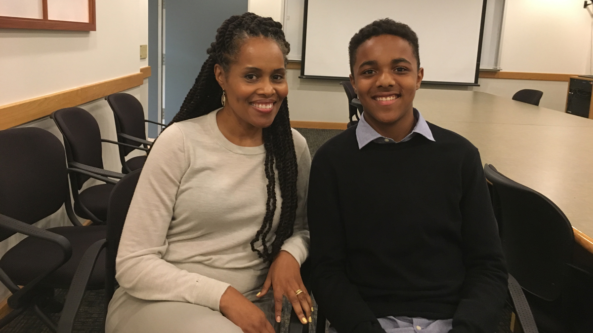  Barbara and Peirce Ellis recently took part in the five-week Engaging, Managing and Bonding through Race program in Philadelphia. (Anne Hoffman/ for NewsWorks) 