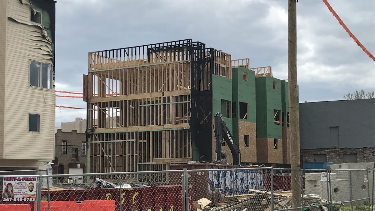  The developer of the building in South Philadelphia's Point Breeze neighborhood says the arson caused millions of dollars in damage.(Bobby Allyn / WHYY) 
