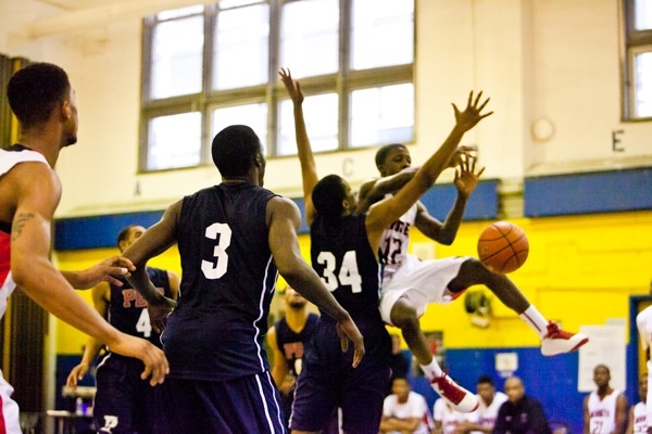 The ball gets away from Jakwan Jones of Imhotep. (Brad Larrison/for NewsWorks)
