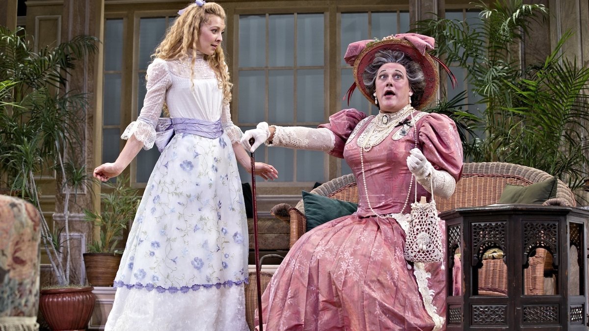 Erin Partin, left, and Jim Helsinger as  Lady Bracknell, in 