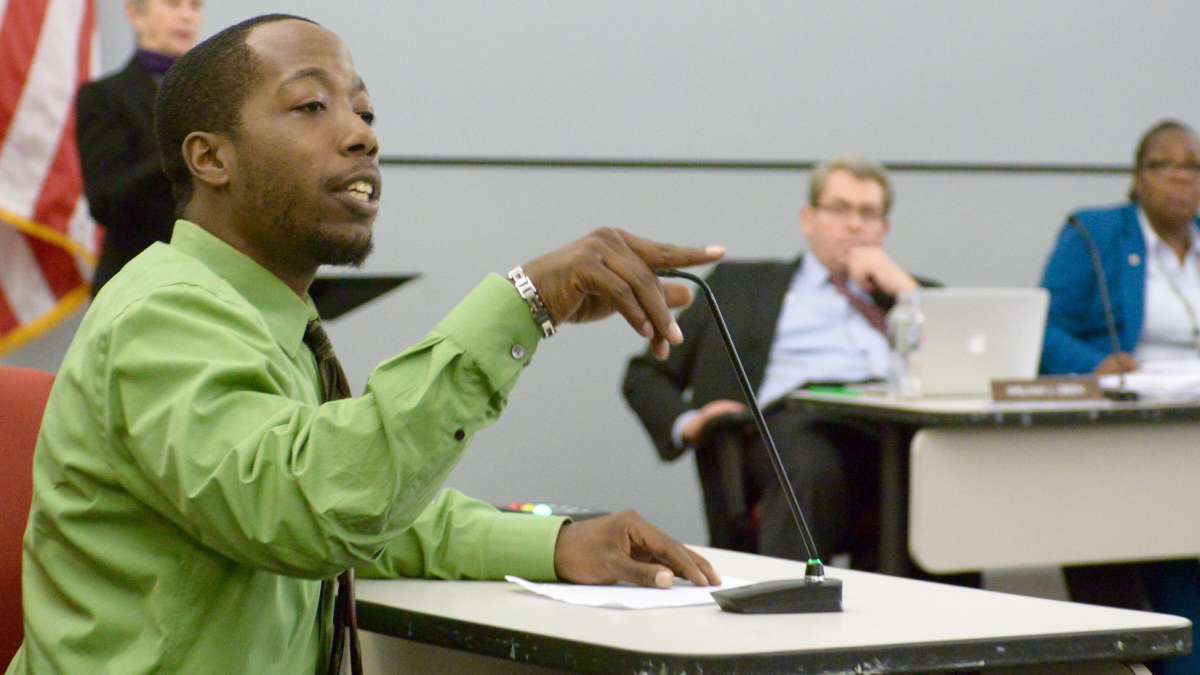 Wister parent David Childs scolded charter naysayers in testimony during the January 2016 School Reform Commission meeting. 