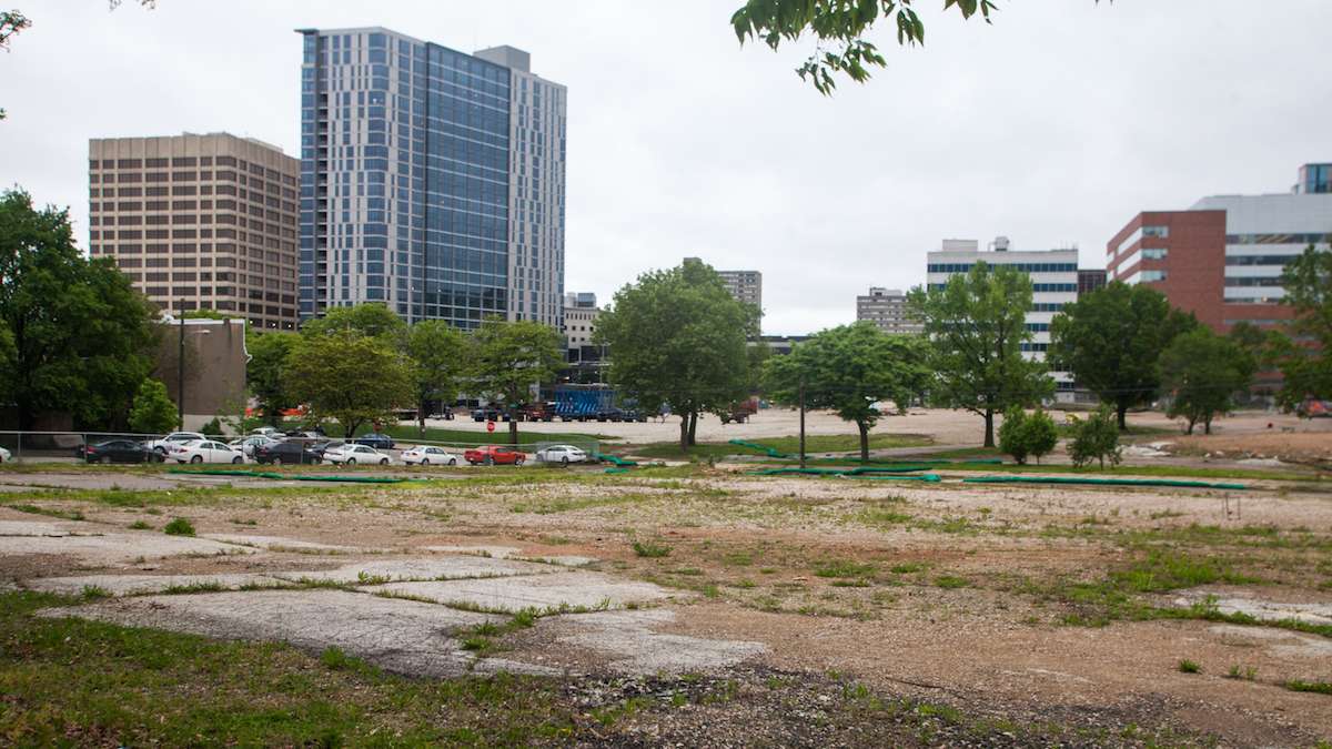 The 14-acre site which was previously home to University City High School awaits redevelopment by Drexel University and Wexford Science and Technology.