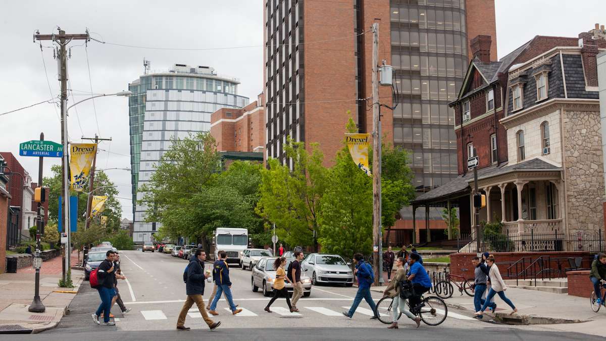 Buildings old and new are seen looking north on 36th Street and Lancaster Avenue in University City.