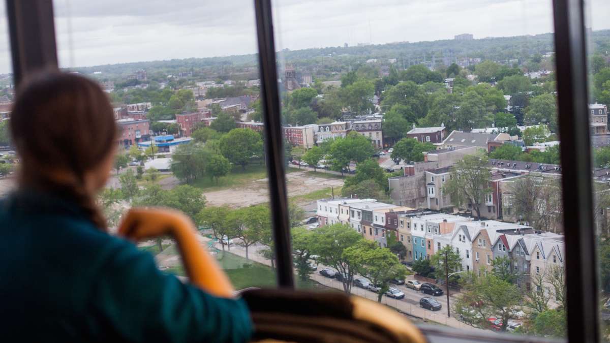The last remaining houses in 'Black Bottom,' a colloquial term for a section of University City is seen from a the office of Wexford Science and Technologies that, along with Drexel University, is planning to develop the 14-acre lot across the street.