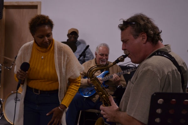 <p><p>Arlene Reid singing lead on one of many standards played throughout Wednesday night's "Jazz Jam Session." (Zachary Shevich/for NewsWorks)</p></p>
