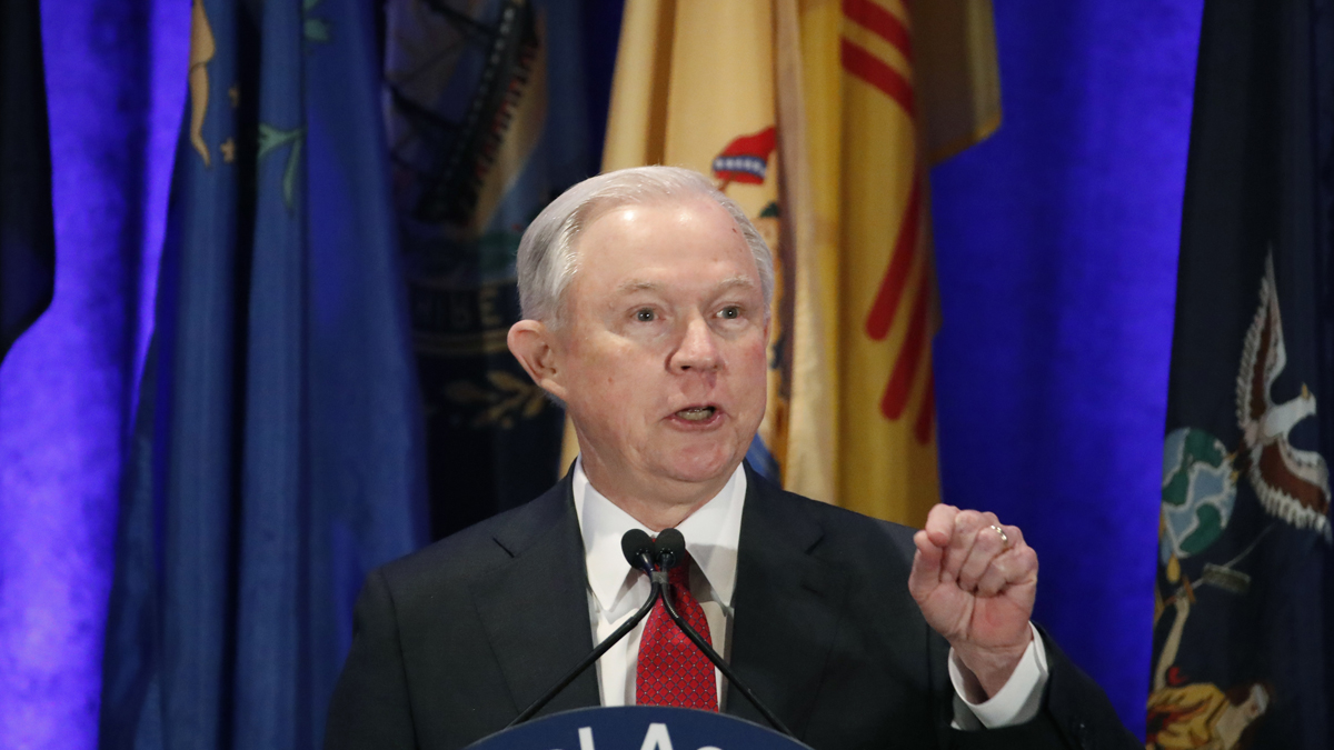  In this Tuesday, Feb. 28, 2017, file photo, Attorney General Jeff Sessions speaks at the National Association of Attorneys General annual winter meeting, in Washington. (AP Photo/Alex Brandon, File) 