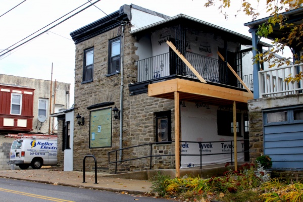 <p>A new canopy with lighting will help to draw in patrons to the Goat Hollow Tavern's main entrance. ( Jana Shea /for NewsWorks )</p>
