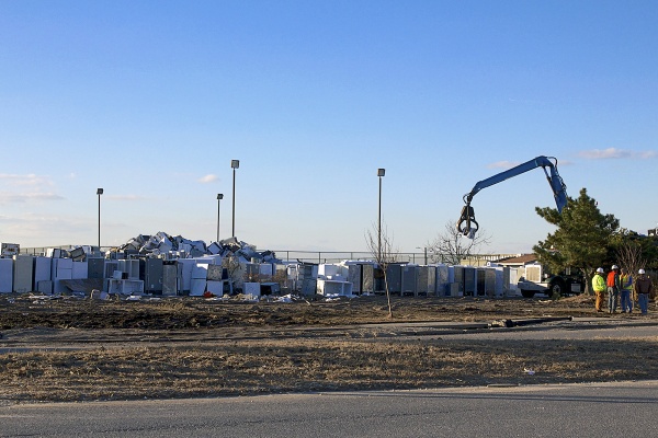 <p>A stockpile of damaged kitchen appliances. ( Jana Shea /for NewsWorks )</p>
