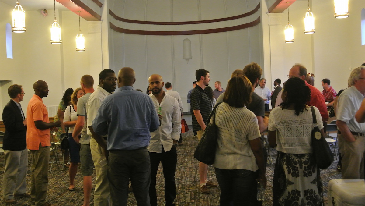  Networking at Jumpstart Germantown meeting. (Queen Muse/for NewsWorks) 