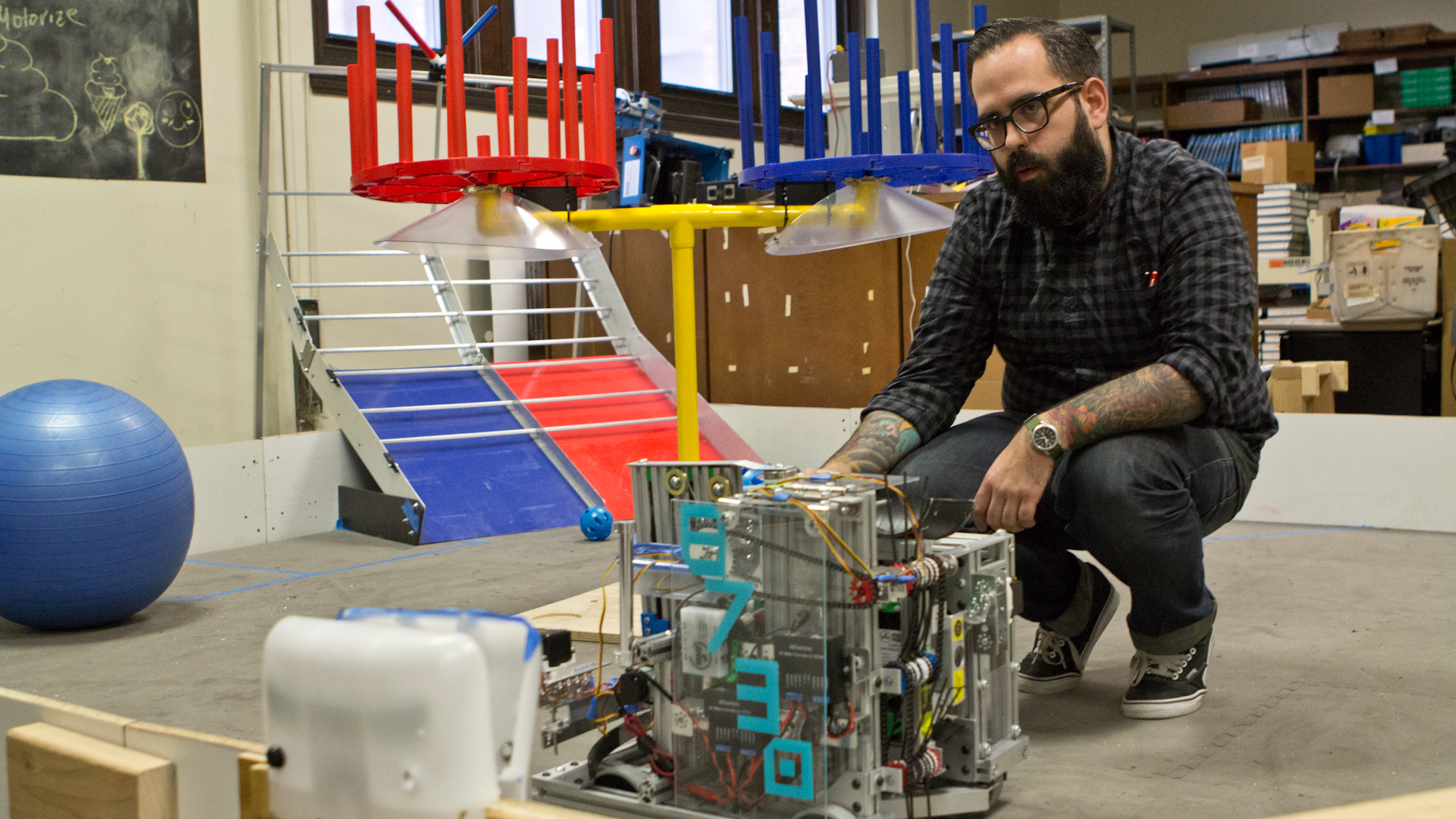 Klint Kanopka is a physics teacher at The Academy at Palumbo. He’s not missed a day of work for 2500 days. (Kimberly Paynter/WHYY) 