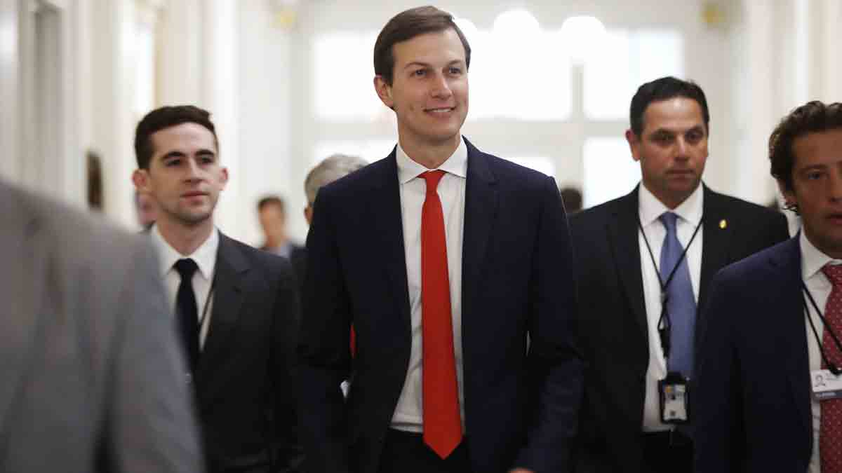 In this file photo, White House adviser Jared Kushner, (center), arrives to attend the opening of the U.S.-China Comprehensive Economic Dialogue, Wednesday, July 19, 2017, at the Treasury Department in Washington. (Jacquelyn Martin/AP Photo)                                                   
