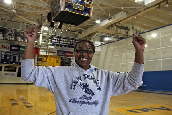 Shanice Johnson celebrated in the streets with about 300 of her fellow students after La Salle advanced to the Sweet Sixteen.