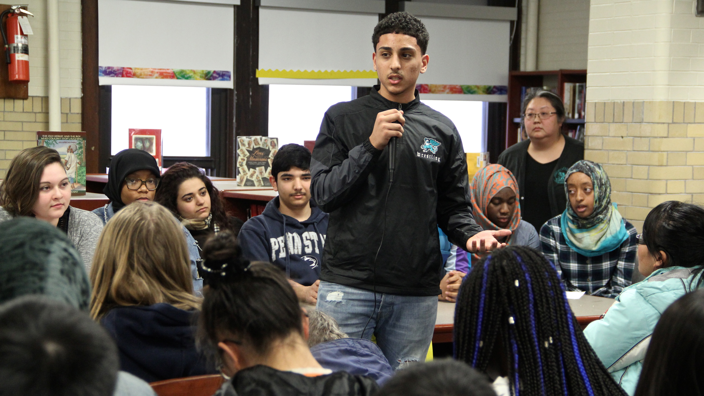  Freshman Ahmad Ahmad expresses frustration with the violent extremists who he says distort the Qur’an. (Emma Lee/WHYY) 