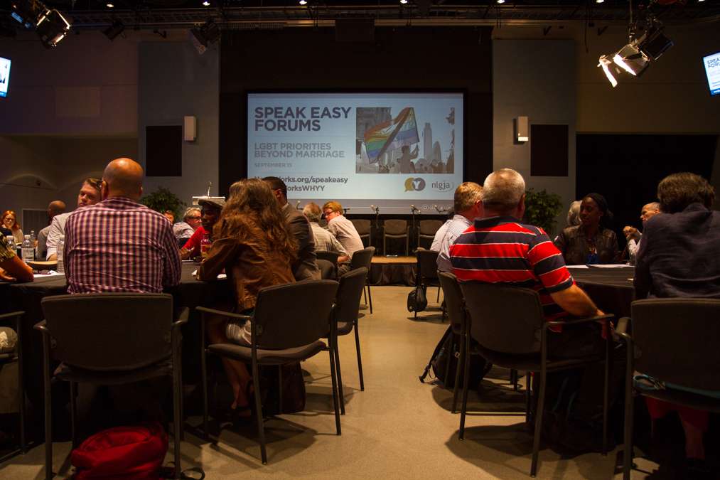 Guests filled the Lincoln Financial Digital Education Studio at WHYY for the public forum 'LGBT Priorities beyond marriage.'