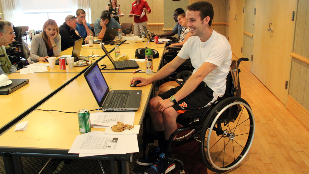  Project Enable at Magee Rehabilitation teaches technical skills to people with disabilities with the goal of encouraging them to pursue computer science careers. (Emma Lee/for NewsWorks) 