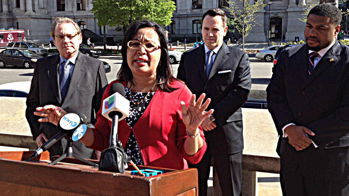  Maria Quiñones-Sánchez gets the backing of three prominent Democrats from her district. (Dave Davies/WHYY)photo/Dave Davies) 