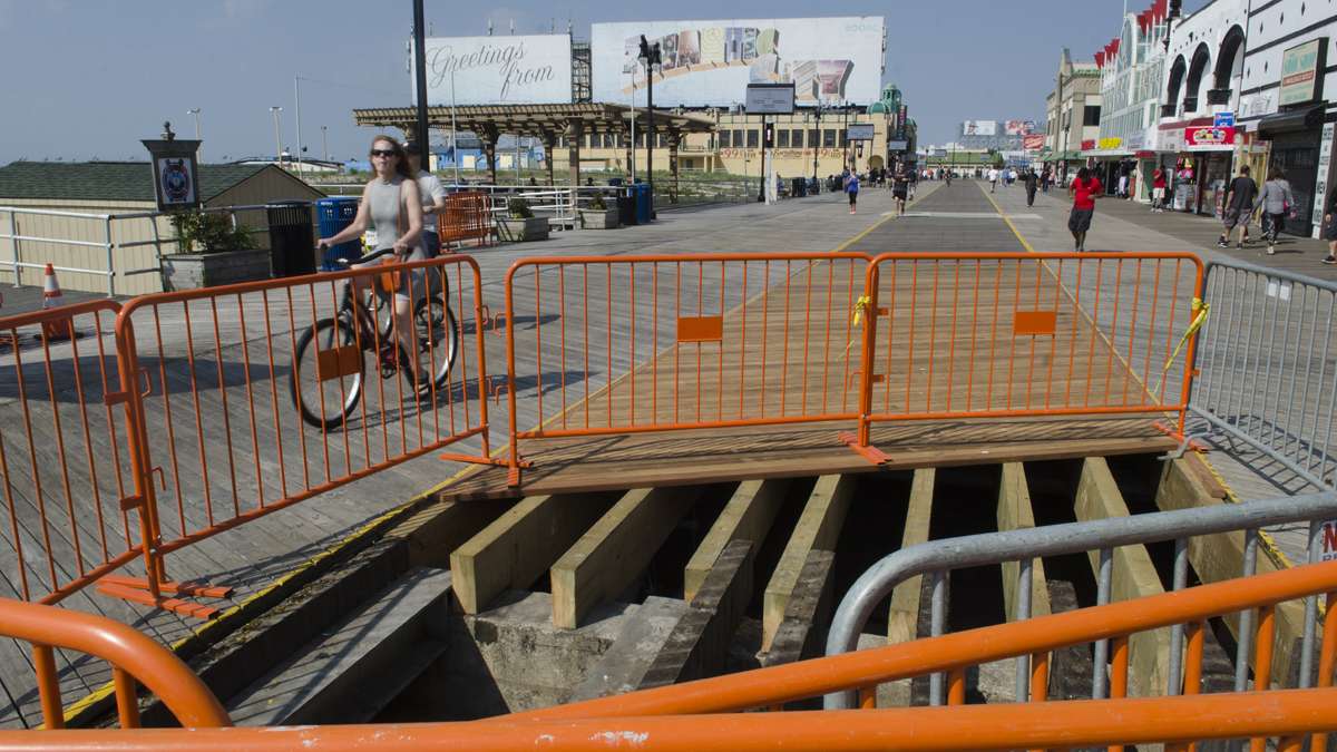 Work to repair the Atlantic City boardwalk, Memorial Day weekend, Saturday, May 28, 2016.