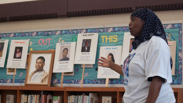  Movita Johnson-Harrell began talking to kids about gun violence after her son was killed in 2011. (Ann Marie Awad/for NewsWorks) 