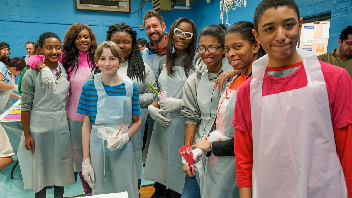 Seven students from Teens Inc., a community service group that supports teenagers from throughout the city, helped with painting the mural.