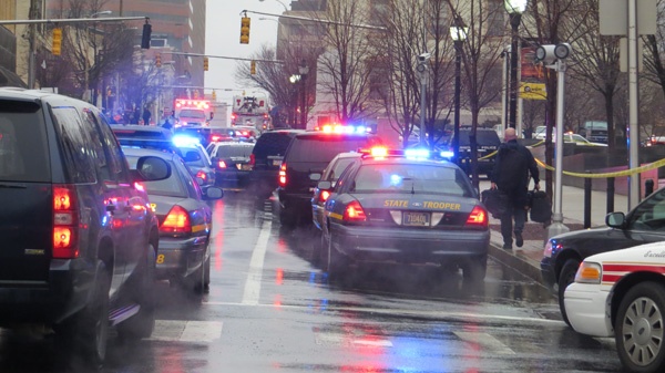 <p><p>King Street was closed from 4th to 8th Street.  The courthouse will be closed through Tuesday. (Mark Eichmann/WHYY)</p></p>
