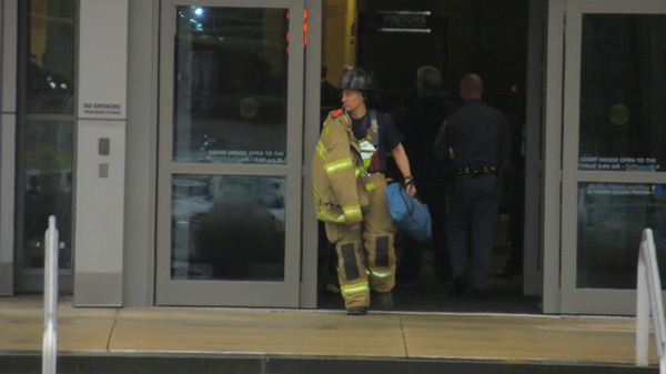 <p><p>State and Wilmington authorities searched all 9 floors of the New Castle County building after the morning shooting. (Mark Eichamann/WHYY)</p></p>
