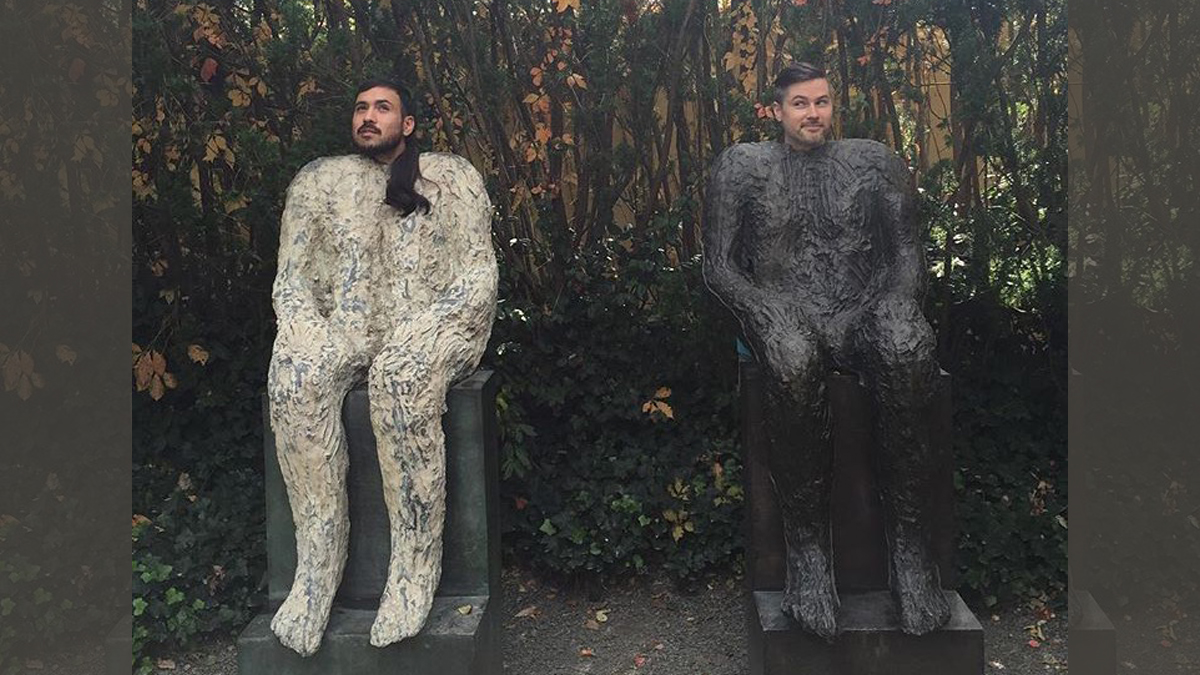  Sergio Cea and his partner Paul Miller at Grounds for Sculpture in New Jersey to celebrate Miller's birthday. (Photo by Jen Twigg) 