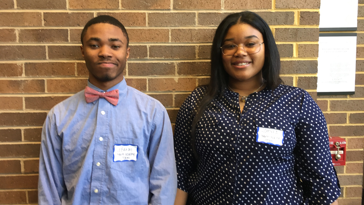  LeBaron Harvey (left) and Gemyra Wynn are part of the Hopeworks Youth Healing Team. (Anne Hoffman for NewsWorks) 