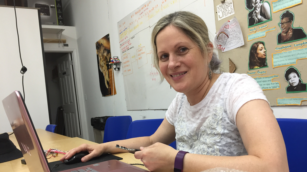  Leslie Birch will teach a course on wearable technology at The Hacktory (Avi Wolfman-Arent/WHYY) 