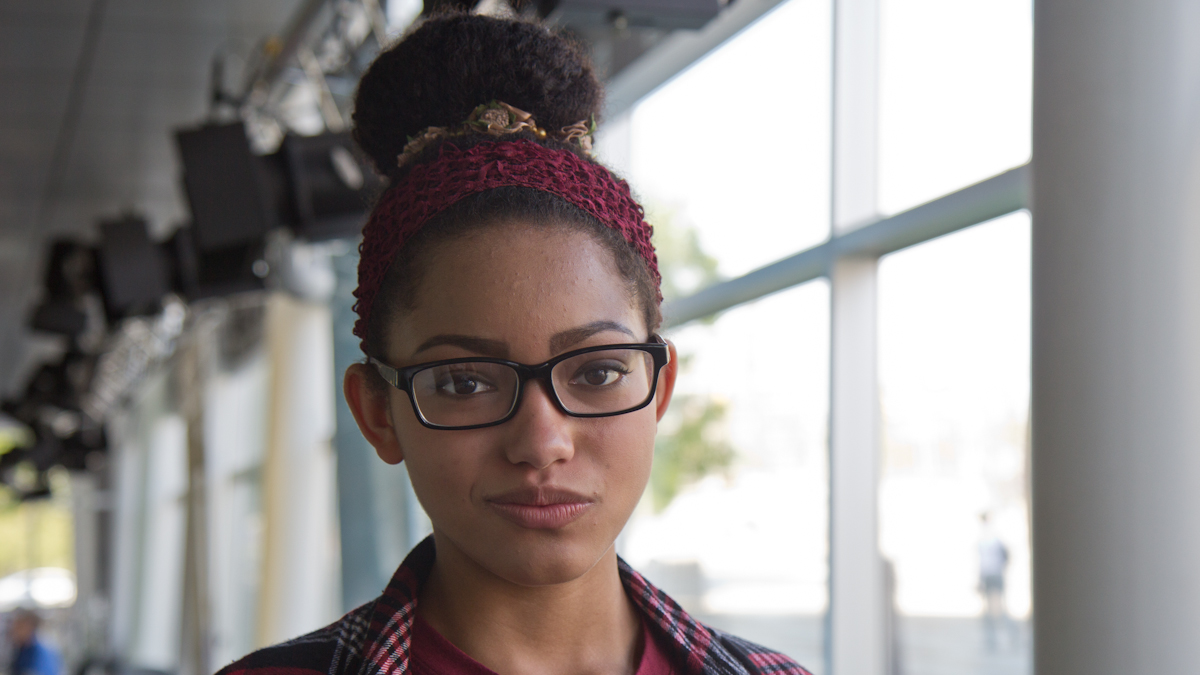  High school junior Madalina Richardson will represent Pennsylvania in a national poetry recitation competition Monday. (Kimberly Paynter/WHYY) 