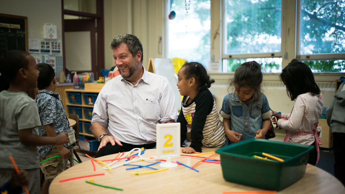  Principal David Crichton with students at Rose Avenue Public School in Toronto, Ontario, Canada. (Ian Willms/For Keystone Crossroads) 