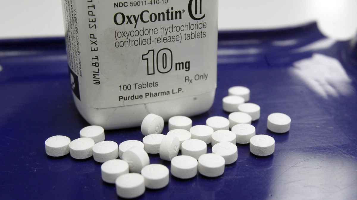 This Feb. 19, 2013, file photo, shows OxyContin pills arranged for a photo at a pharmacy in Montpelier, Vt. (Toby Talbot/AP Photo)