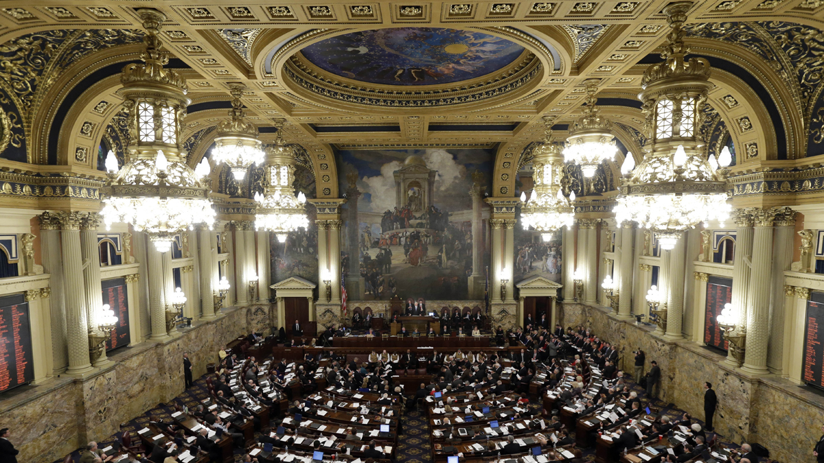  Pa. Gov. Tom Corbett is shown delivering an early version of the state budget to a joint session of the state House and Senate on Tuesday, Feb. 5, 2013, in Harrisburg. (AP Photo/Matt Rourke, file) 