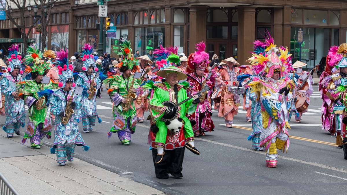 Members of the South Philadelphia String Band perform during the 2017 Saint Patrick's Day Parade.